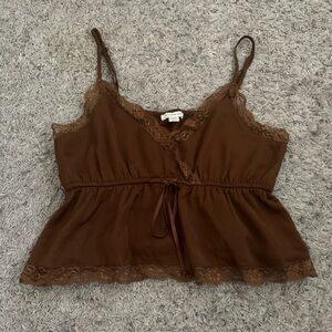 Brown American Eagle Crop Tank